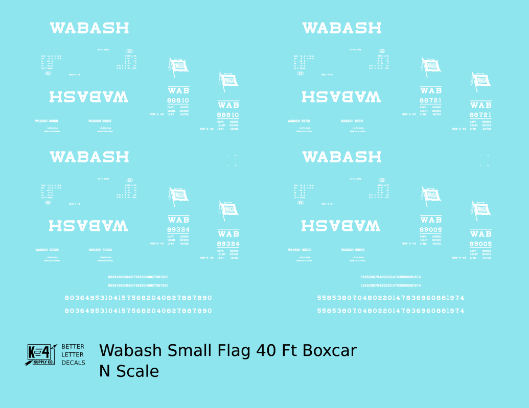 Wabash Railroad 40 Ft Boxcar White Small Flag
