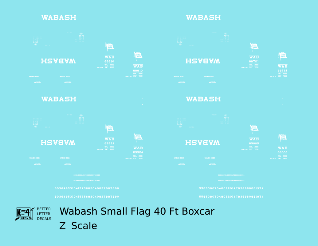 Wabash Railroad 40 Ft Boxcar White Small Flag