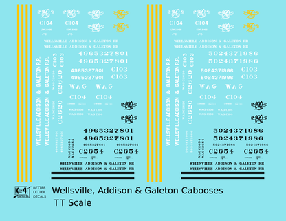 Wellsville, Addison and Galeton Caboose White, Black and Yellow