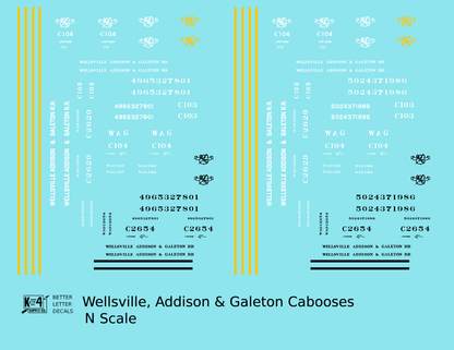 Wellsville, Addison and Galeton Caboose White, Black and Yellow