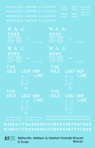 Wellsville, Addison & Galeton Single Sheathed Boxcar White WAG