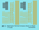 Washington Terminal Co. Steam Or Diesel Locomotive Dulux Gold  - Decal - Choose Scale