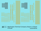 Washington Terminal Co. Steam Or Diesel Locomotive Dulux Gold  - Decal - Choose Scale