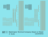 Washington Terminal Co. Steam Or Diesel Locomotive Bronze Gold  - Decal - Choose Scale
