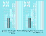Washington Terminal Co. Diesel Locomotive White Blue Scheme - Decal - Choose Scale