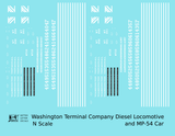 Washington Terminal Co. Diesel Locomotive White Blue Scheme - Decal - Choose Scale