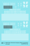 Washington Terminal Co. Diesel Locomotive White Blue Scheme - Decal - Choose Scale