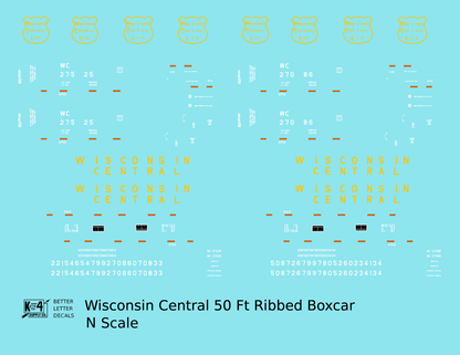 Wisconsin Central 50 Ft Ribbed Boxcar Yellow