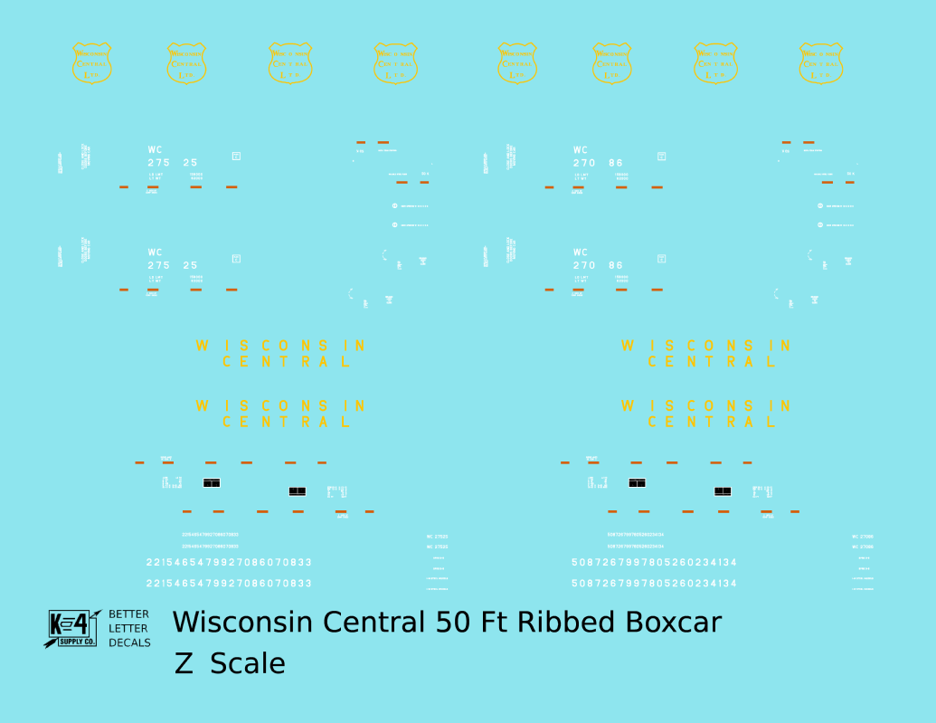 Wisconsin Central 50 Ft Ribbed Boxcar Yellow