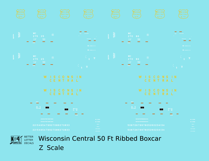 Wisconsin Central 50 Ft Ribbed Boxcar Yellow