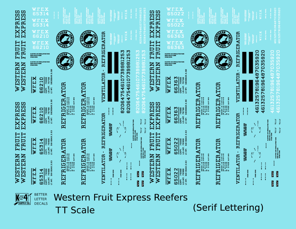Great Northern Western Fruit Express WFEX Reefer Black Serif