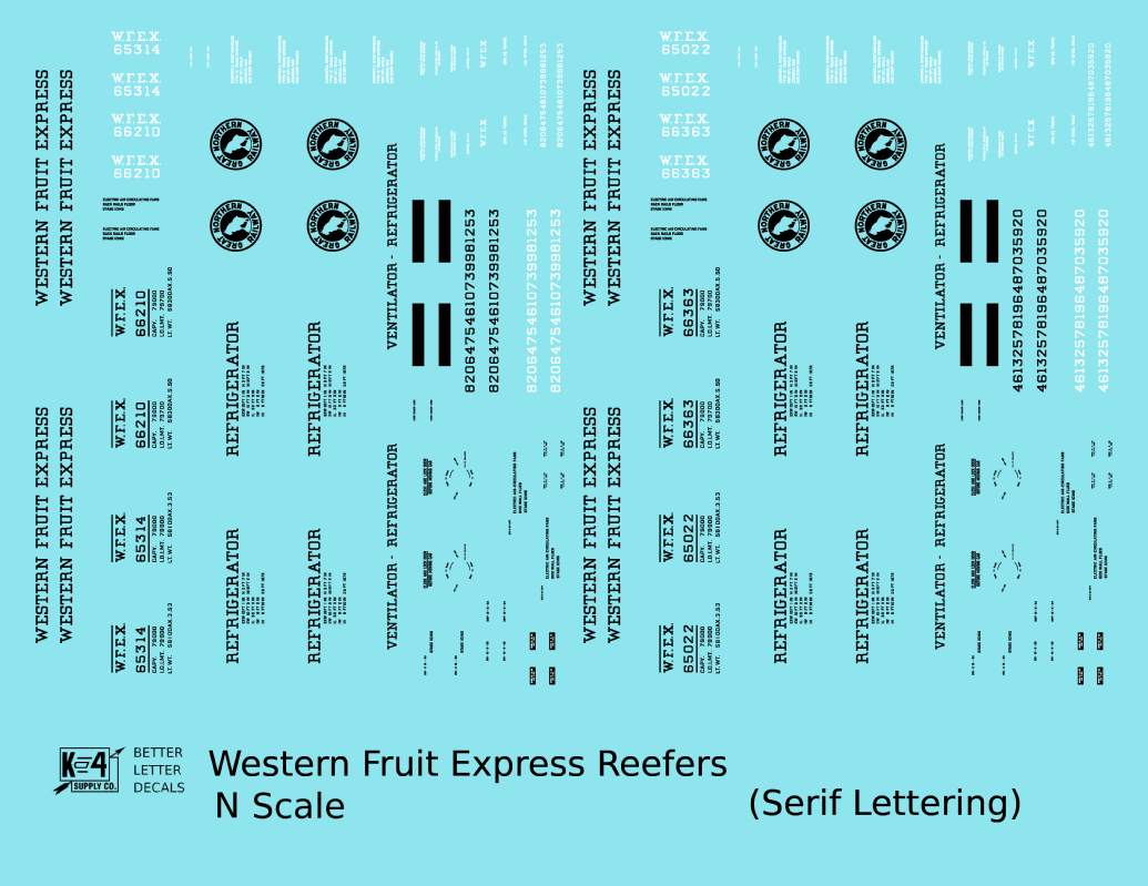Great Northern Western Fruit Express WFEX Reefer Black Serif
