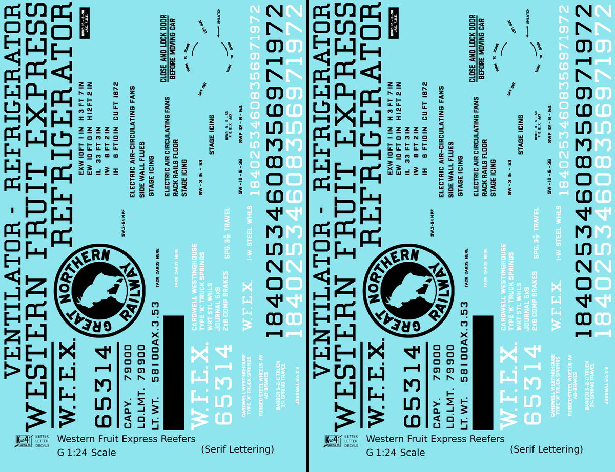 Great Northern Western Fruit Express WFEX Reefer Black Serif