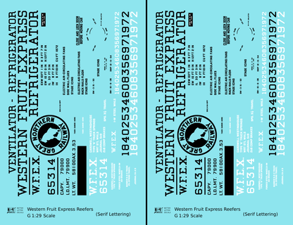 Great Northern Western Fruit Express WFEX Reefer Black Serif