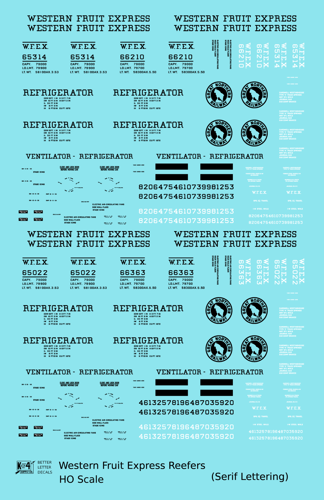 Great Northern Western Fruit Express WFEX Reefer Black Serif