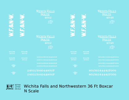 Wichita Falls & Northwestern 36 Ft Boxcar White Wichita Falls Route