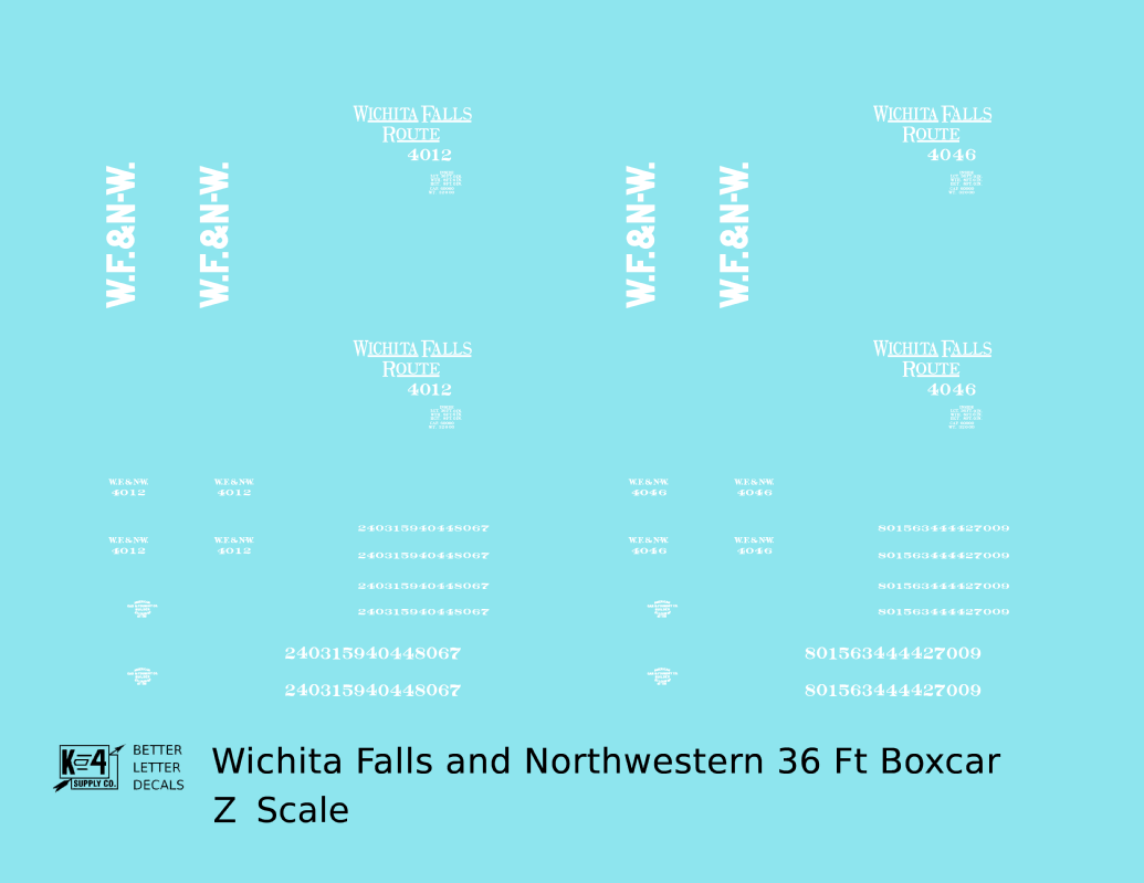 Wichita Falls & Northwestern 36 Ft Boxcar White Wichita Falls Route