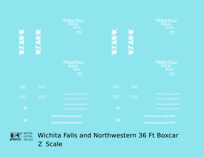 Wichita Falls & Northwestern 36 Ft Boxcar White Wichita Falls Route