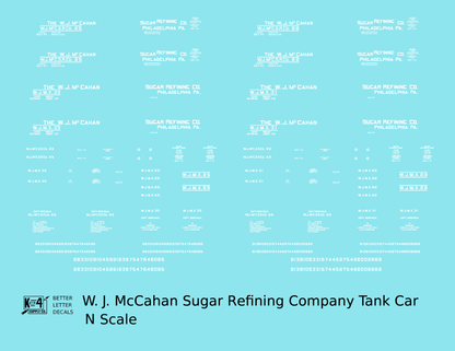 W.J. McCahan Sugar Tank Car White Philadelphia