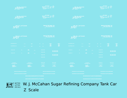 W.J. McCahan Sugar Tank Car White Philadelphia