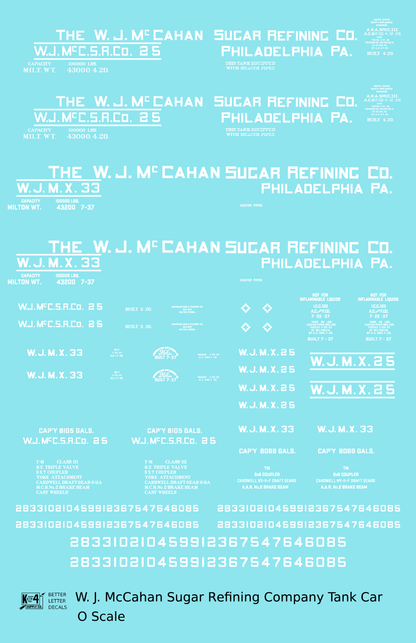 W.J. McCahan Sugar Tank Car White Philadelphia