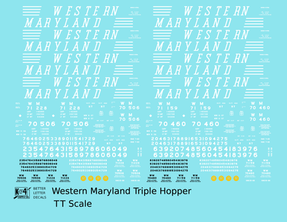 Western Maryland Triple Hopper White Speed Letter