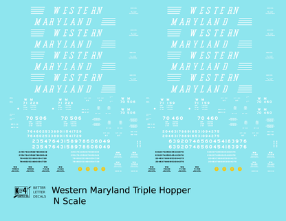 Western Maryland Triple Hopper White Speed Letter