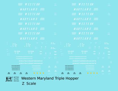 Western Maryland Triple Hopper White Speed Letter