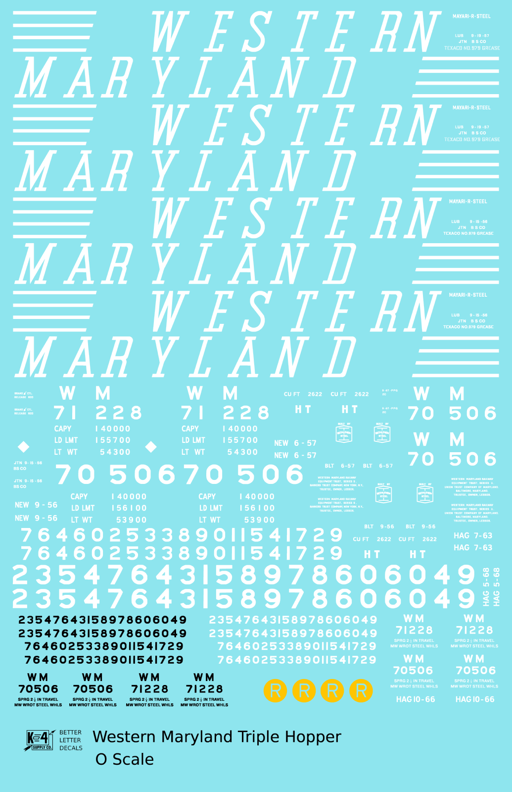 Western Maryland Triple Hopper White Speed Letter