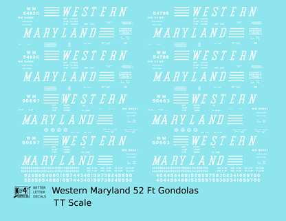 Western Maryland 52 Ft Gondola White Speed Letter
