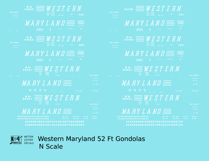 Western Maryland 52 Ft Gondola White Speed Letter