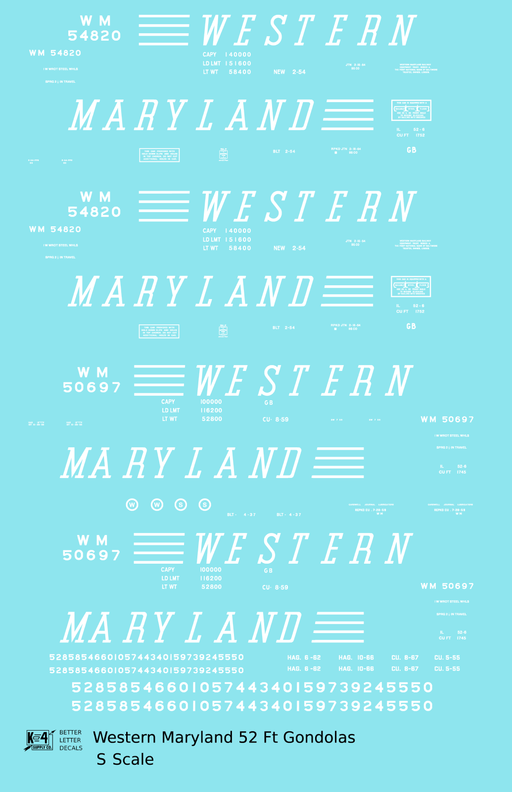 Western Maryland 52 Ft Gondola White Speed Letter