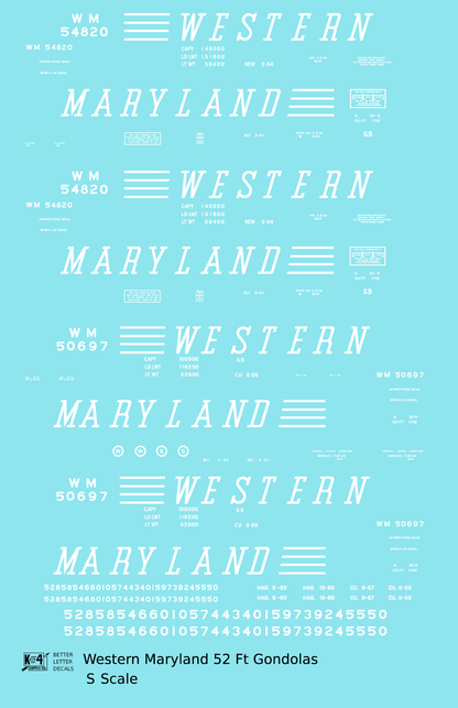 Western Maryland 52 Ft Gondola White Speed Letter
