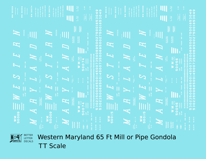 Western Maryland 65 Ft Gondola White Speed Letter