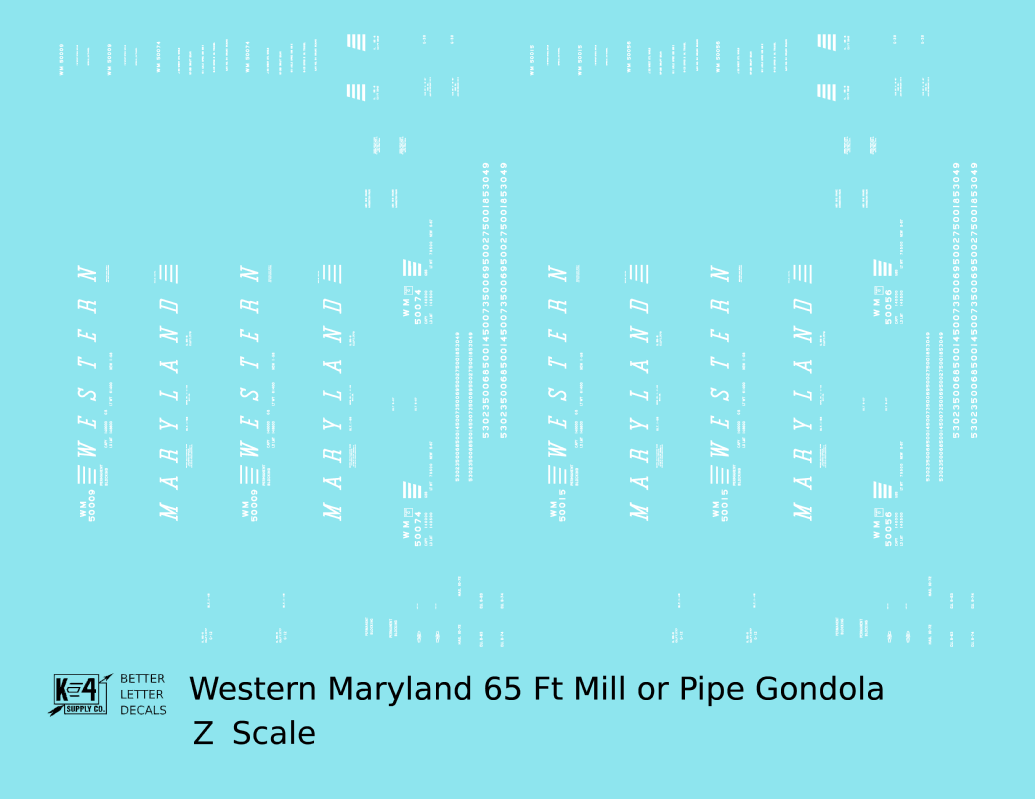 Western Maryland 65 Ft Gondola White Speed Letter