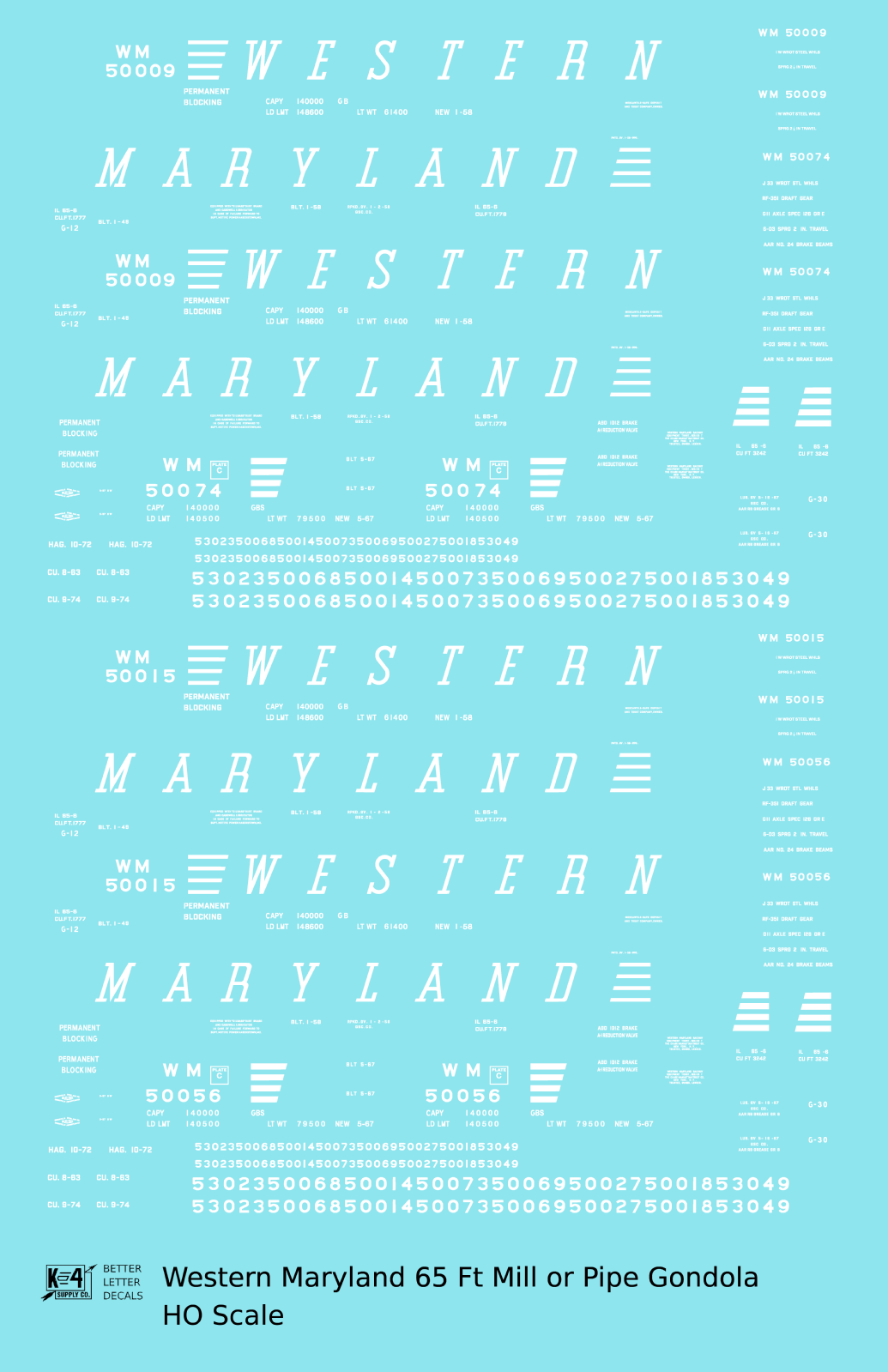 Western Maryland 65 Ft Gondola White Speed Letter