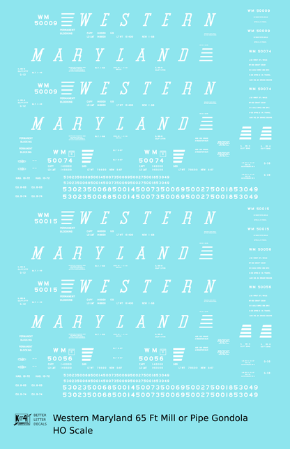 Western Maryland 65 Ft Gondola White Speed Letter