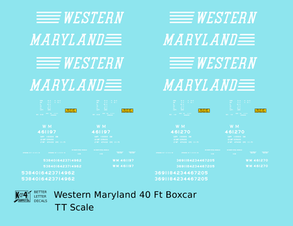 Western Maryland 40 Ft Boxcar White Speed Letter