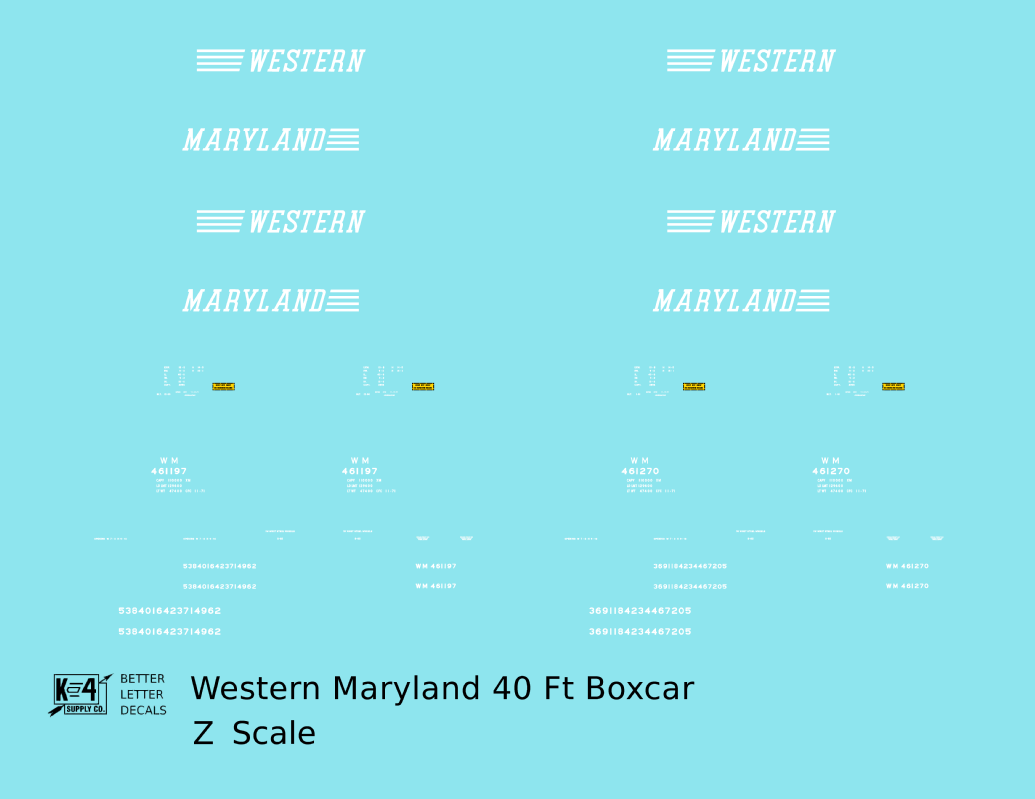 Western Maryland 40 Ft Boxcar White Speed Letter