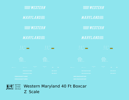Western Maryland 40 Ft Boxcar White Speed Letter