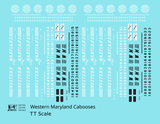Western Maryland Caboose Black and White  - Decal - Choose Scale