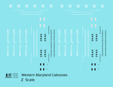 Western Maryland Caboose Black and White  - Decal - Choose Scale