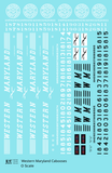 Western Maryland Caboose Black and White  - Decal - Choose Scale