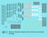 Western Maryland Diesel Locomotive Black and White Circus Scheme - Decal - Choose Scale
