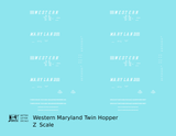 Western Maryland Twin Hopper Car White Speed Letter