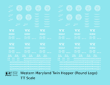 Western Maryland Twin Hopper Car White Round Herald