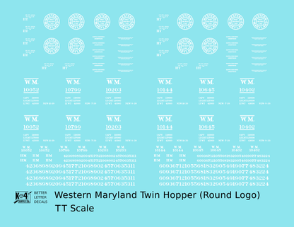 Western Maryland Twin Hopper Car White Round Herald