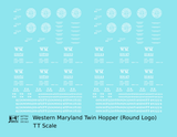 Western Maryland Twin Hopper Car White Round Herald