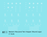 Western Maryland Twin Hopper Car White Round Herald