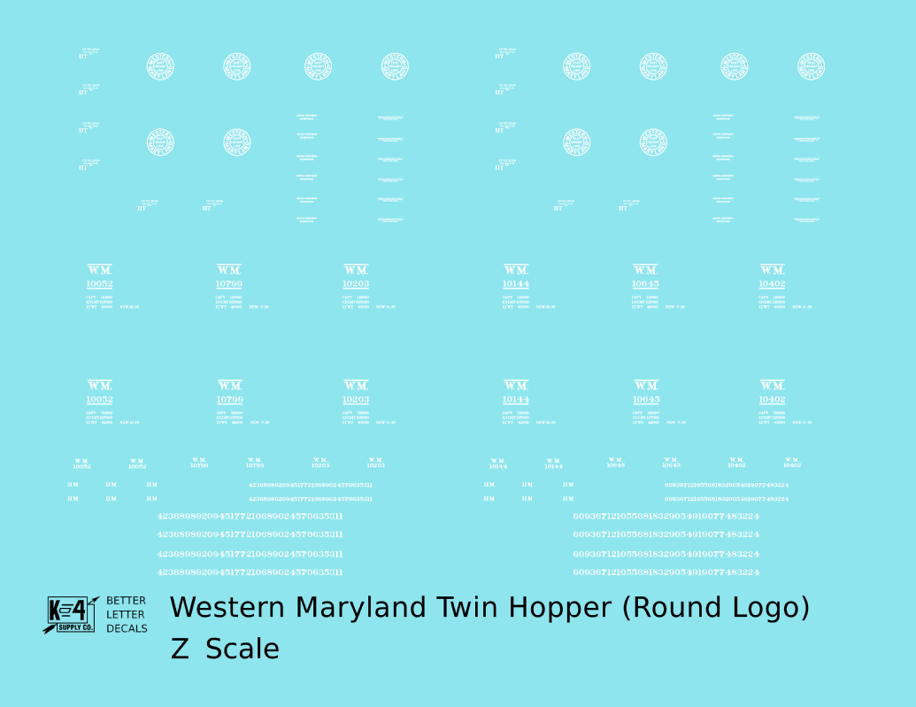 Western Maryland Twin Hopper Car White Round Herald